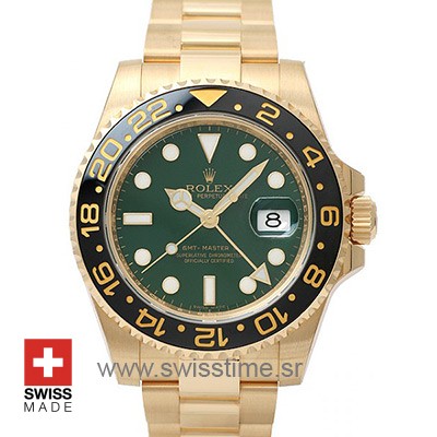 gmt yellow gold green dial