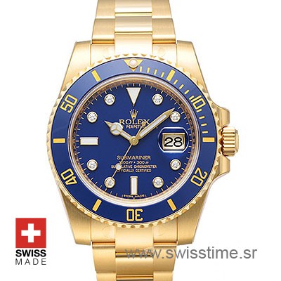 rolex submariner 18k gold blue dial